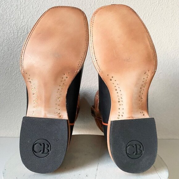 Lane Capitan LUBBOCK Mens Black Cowboy Boots 10 D Western Square Toe Brown Top - Picture 9 of 11